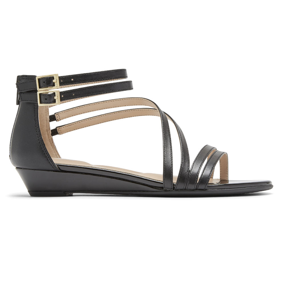 Rockport Singapore Womens Sandals - Total Motion Zandra Asymmetrical Black - UO6150378